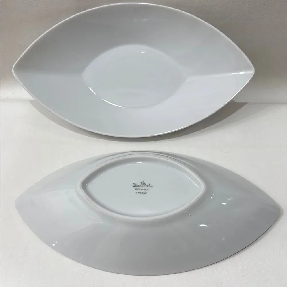 Rosenthal White Porcelain Modern Serveware Plates Dishes Germany Epoque Set Of 2
